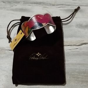 PATRICIA NASH SILVER LEATHER INSET CUFF BRACELET